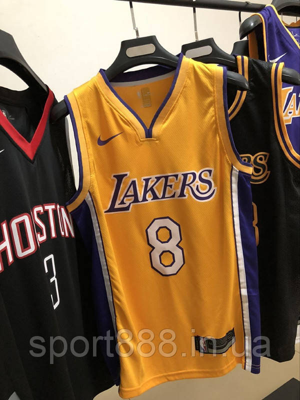 

Hot Stamp желтая мужская майка Kobe Bryant №8 (Коби Брайант) команда Los Angeles Lakers NBA