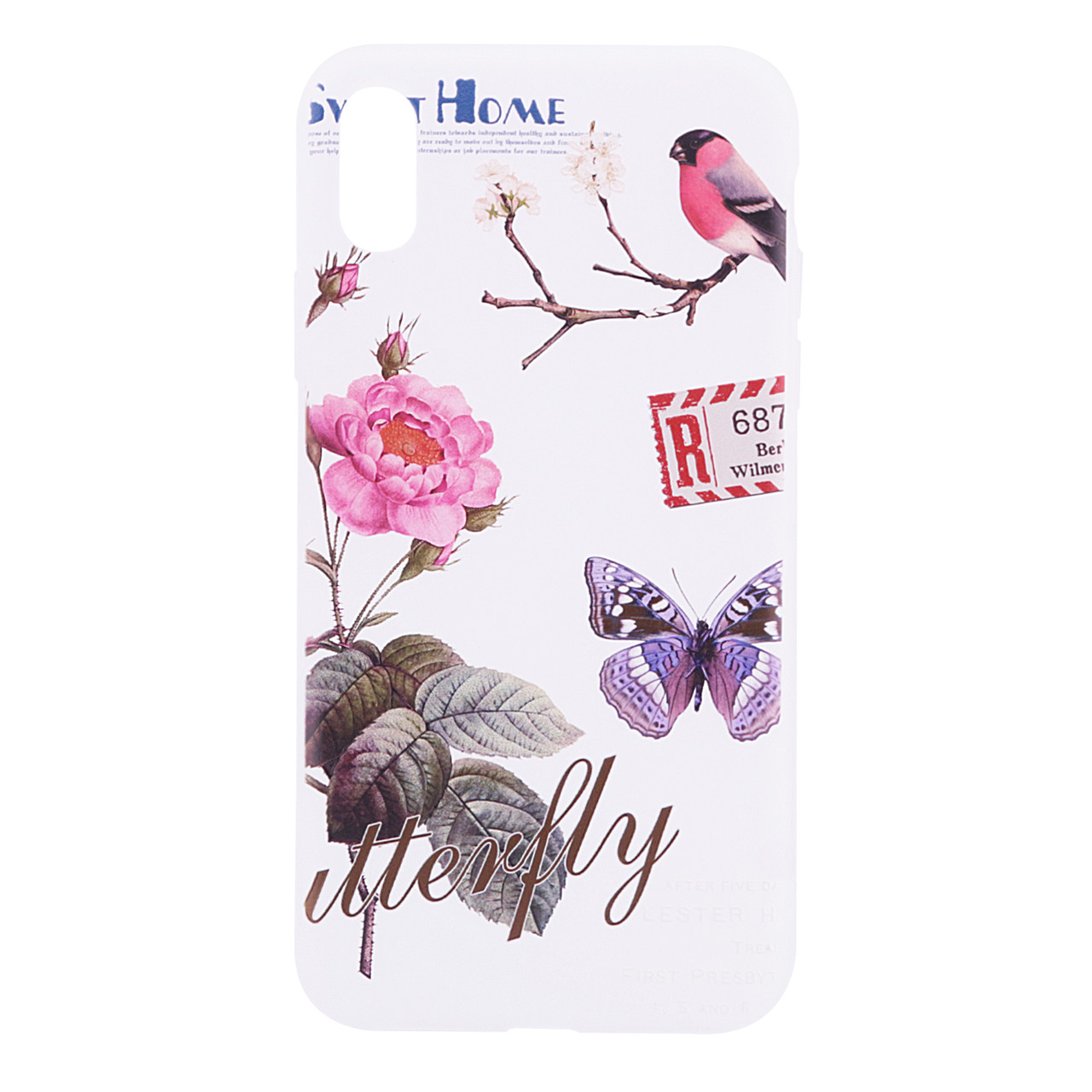 

TPU чехол OMEVE Pictures для Apple iPhone X (5.8") / XS (5.8, Цветы и птичка