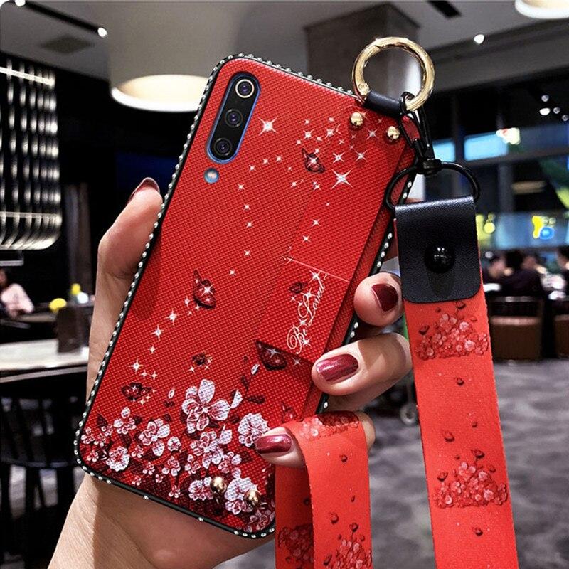 

Чехол Lanyard для Xiaomi Mi 9 SE бампер с ремешком Red