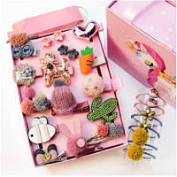 Детский подарочный набор заколок на 24 штук розовый