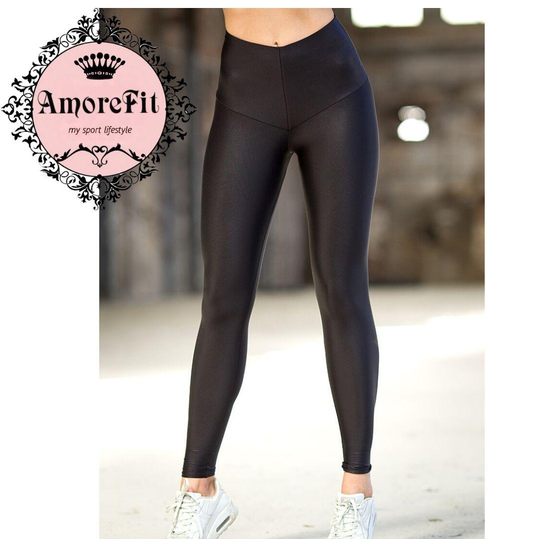 

Лосины для фитнеса с эффектом мокрой ткани Amorefit, утяжка 3XL, Черный