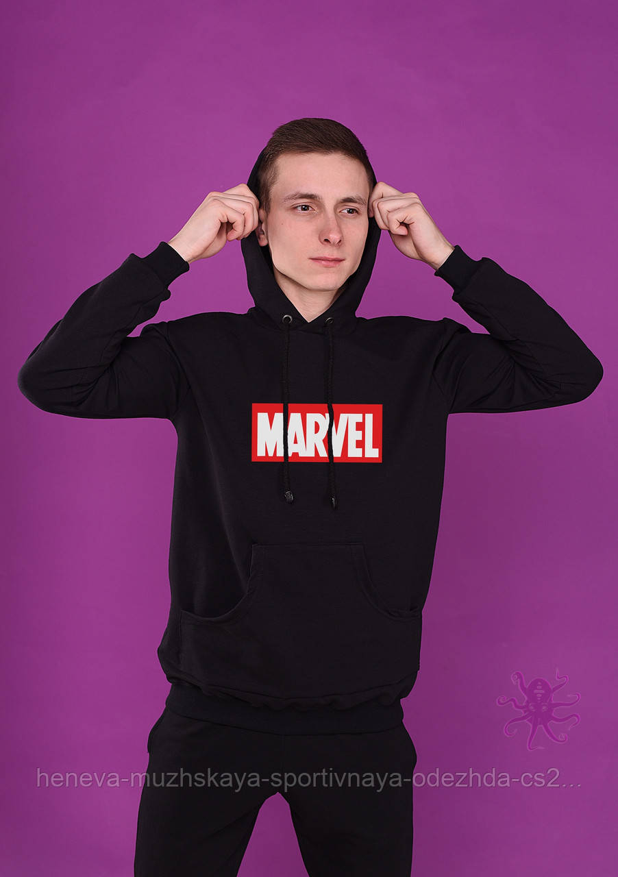 

Мужская толстовка, худи, кенгурушка Marvel (Марвел) M, Черный