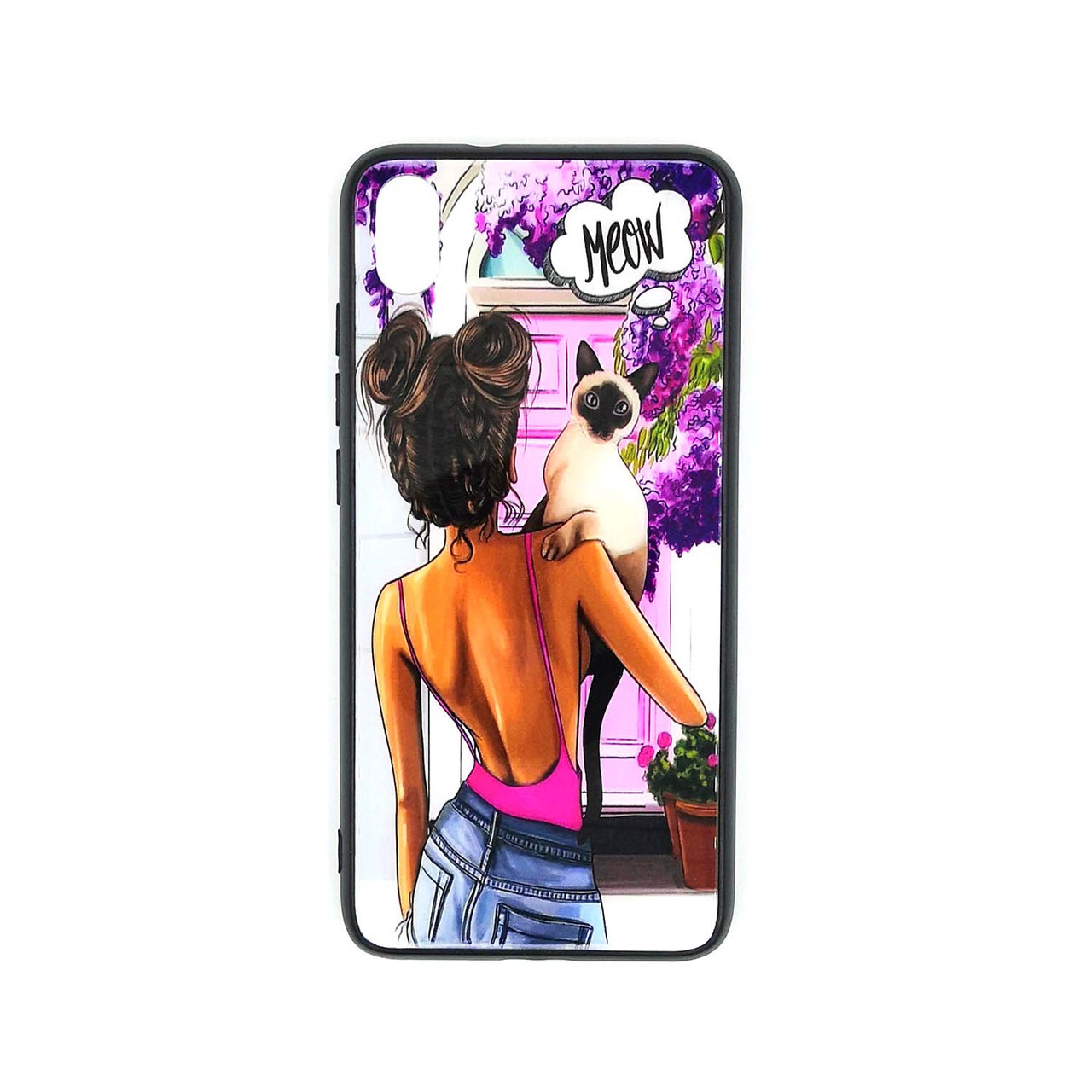 

Яркий чехол для Xiaomi Redmi 7a силиконовый с зеркальной крышкой Girl Case, Meow