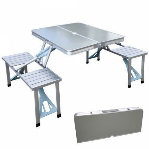 

Стол для пикника алюминиевый раскладной с 4 стульями Folding Table 85х67х67 см