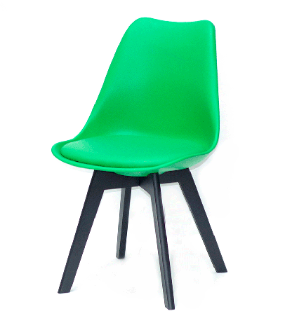 Стілець Milan-BK зелений 44 пластиковий з м'яким сидінням на чорних дерев'яних ніжках, скандинавський стиль, фото 2