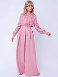 Женский костюм брюки и рубаха, юбка и блуза из натурального льна, розовый, голубой, желтый, сиреневый цвет, фото 3
