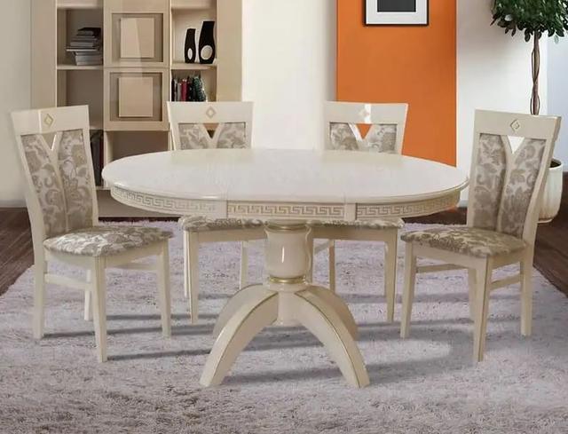 Гостиный комплект стол Грене круглый+стулья Арро (4 шт) слоновая кость