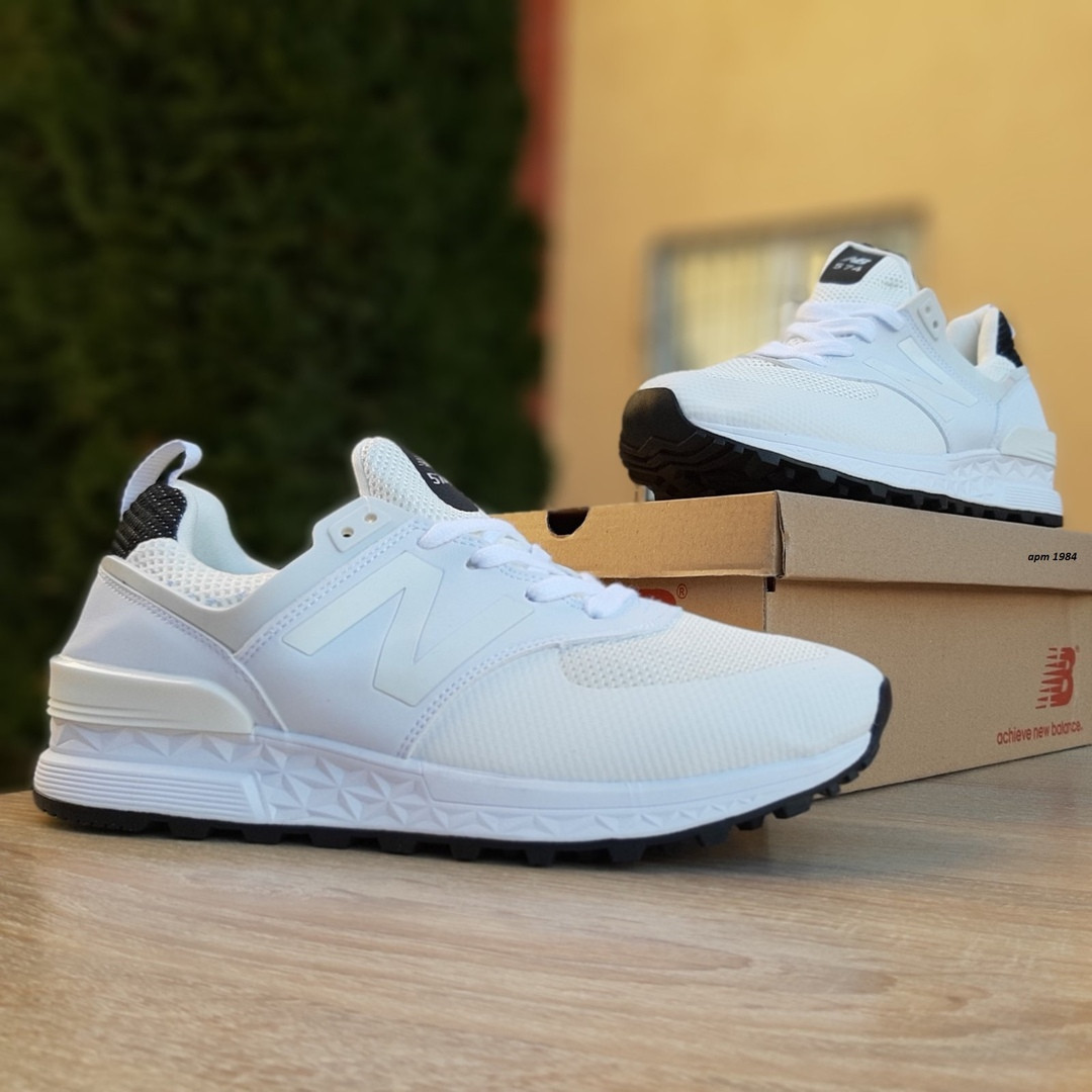 

Мужские кроссовки New Balance 574 (Нью Баланс 574), белые, сетка, кожа, код OD-1984 45