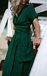 Сукня жіноча з льону - фуксія, соковита олива, яскраво жовтий, зелений , смарагд, фіолетовий кольори, фото 2