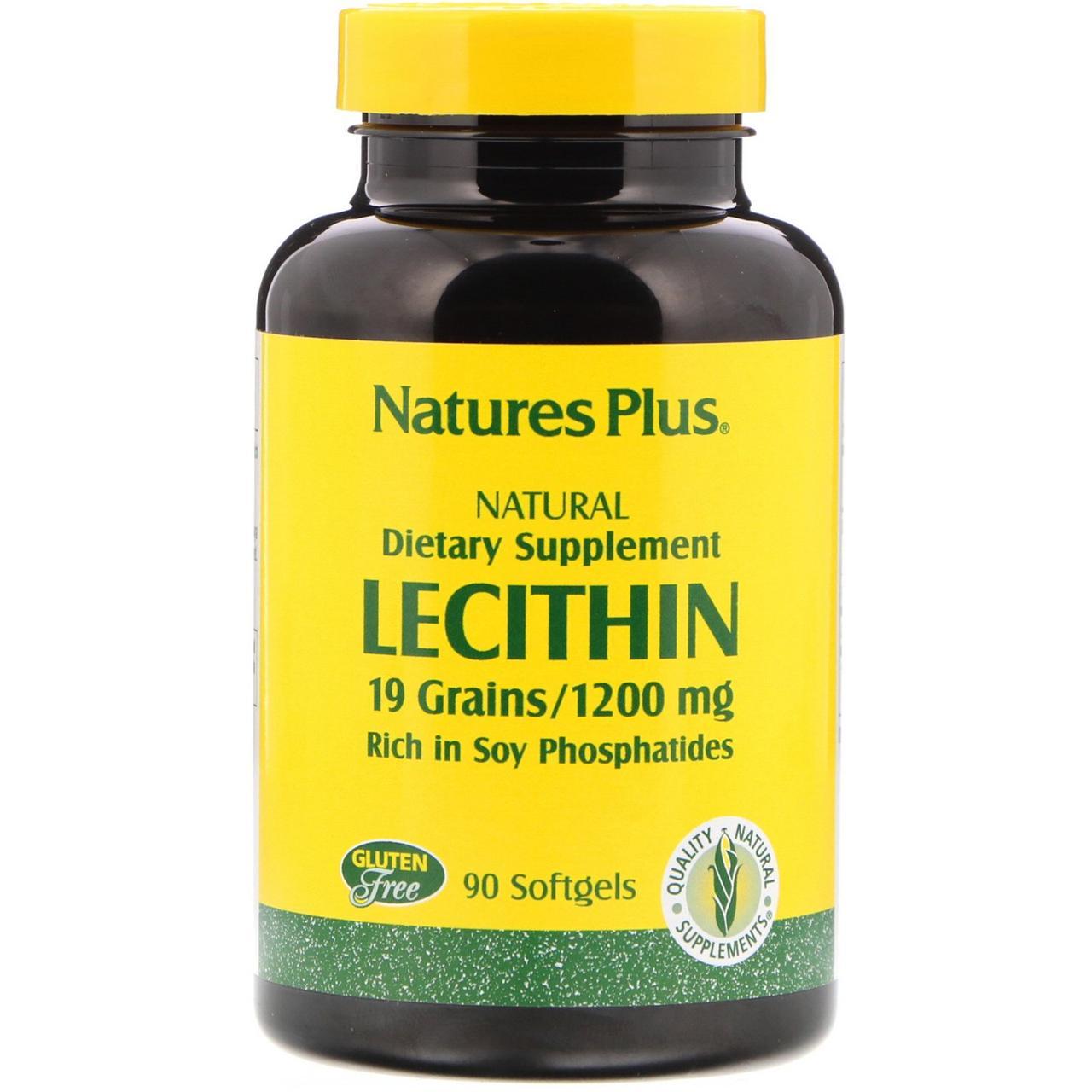 

Лецитин, Lecithin, Nature's Plus, 1200 мг, 90 капсул