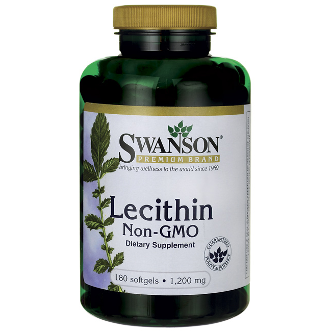 

Соевый Лецитин, Lecithin Non-GMO, 1, Swanson, 1.200 мг, 180 капсул