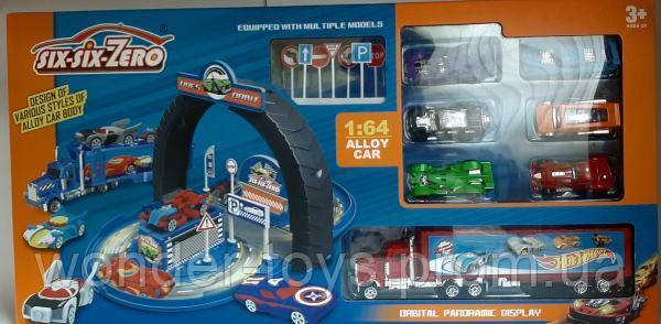 

Трек Hot Wheels, 5 машинок, знаки, в кор. 58*29*7см