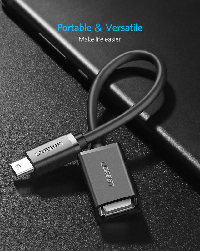 Mini USB OTG кабель-адаптер Ugreen US249 10383 Черный, 12см