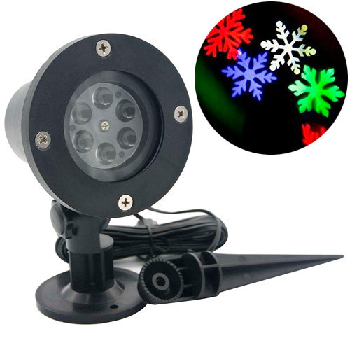 Лазерный проектор новогодний уличный Снежинки RGBW LED WL-602 садовый