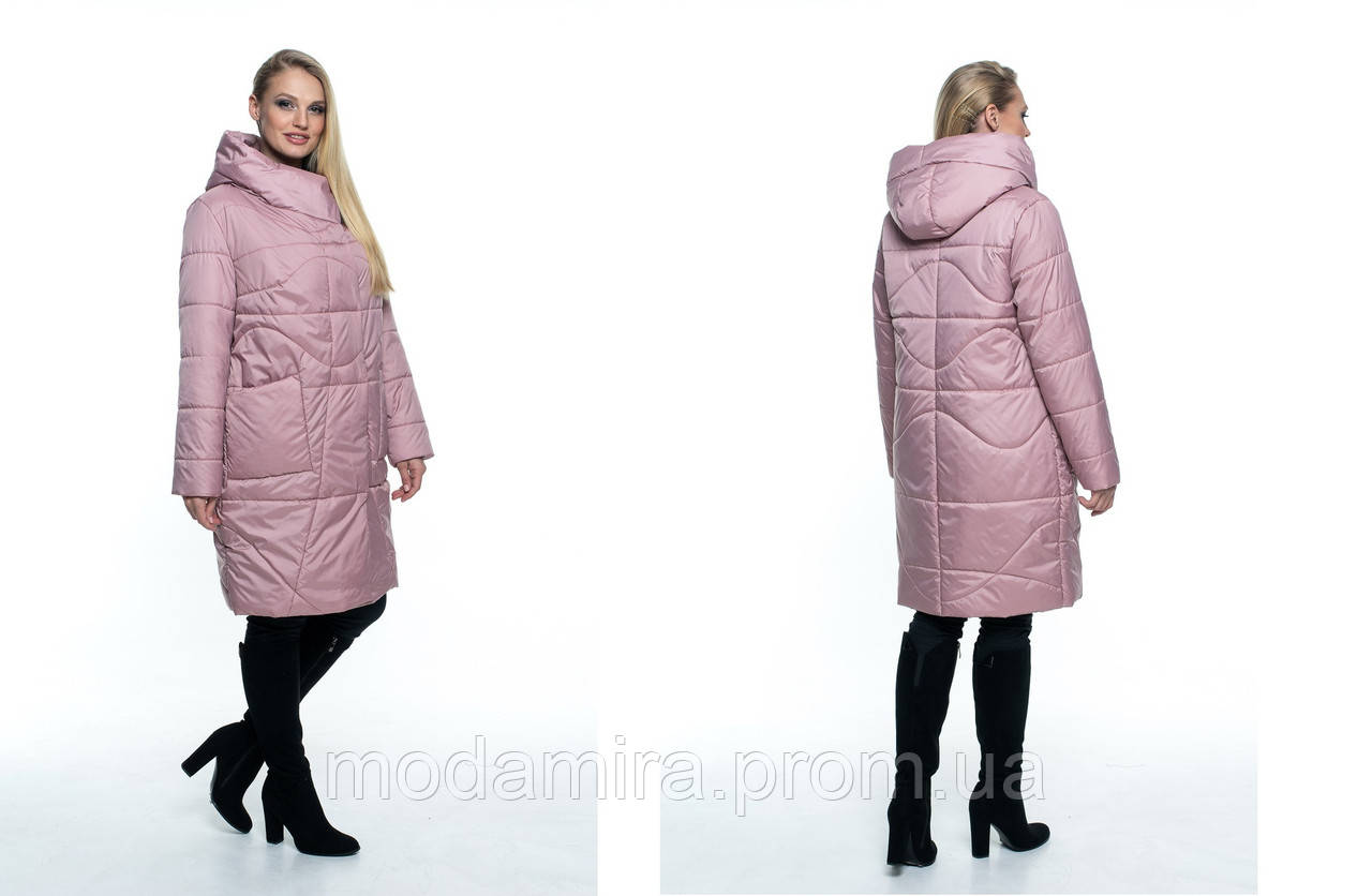 

Женское, весеннее полу пальто- плащ, демисезонное, большого размера р- 46,48,50,52,54,56,58,60 пудра, Разный