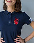 Жіноче медичне поло синє з вишивкою "Серце", фото 2