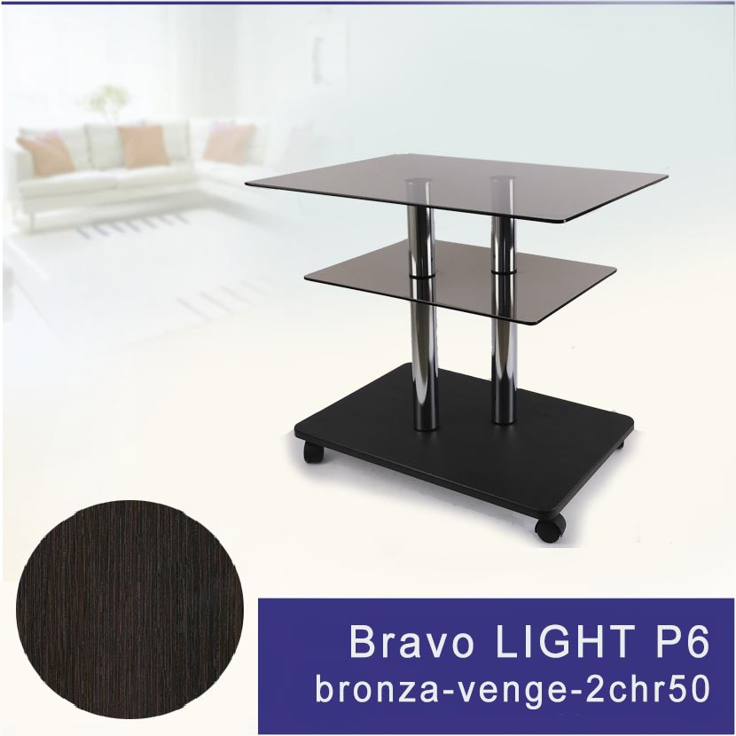 

Стол журнальный стеклянный прямоугольный Commus Bravo Light P6 bronza-venge-2chr50, Бронза+венге