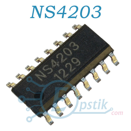 NS4203, 3Вт., 2-канальний аудіопідсилювач D класу, SOP16