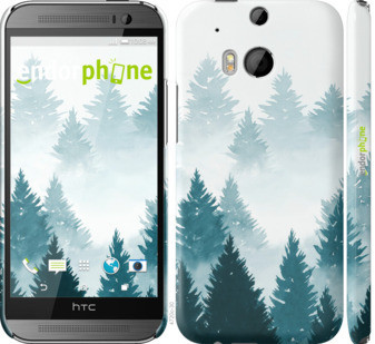 

Чехол на HTC One M8 Акварельные Елки "4720c-30-535", Белый