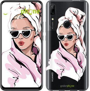 

Чехол на Huawei P Smart Z Девушка в очках 2 "4714c-1704-535", Белый