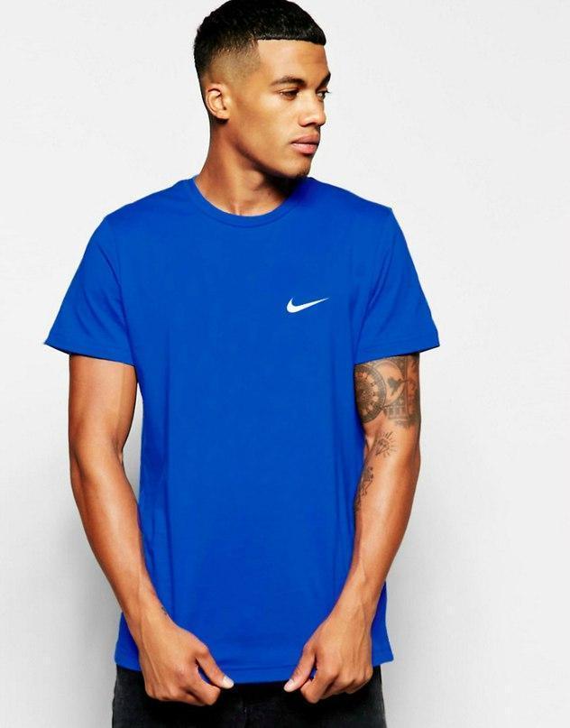 Мужская футболка Nike, спортивная футболка Найк, хлопок, синяя
