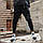 Стильні чоловічі весняні штани-джоггеры "Барака" чорні, з накладними кишенями - L, XL, фото 2