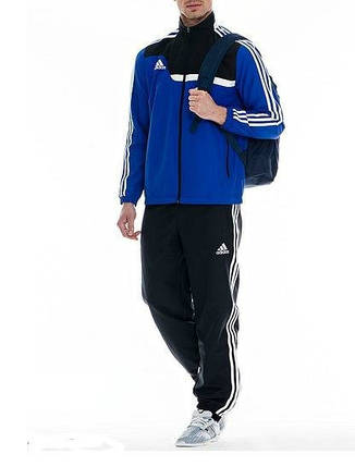 Спортивний костюм Адідас, чоловічий костюм Adidas, синя кофта, чорні штани з лампасами, трикотажний, фото 2
