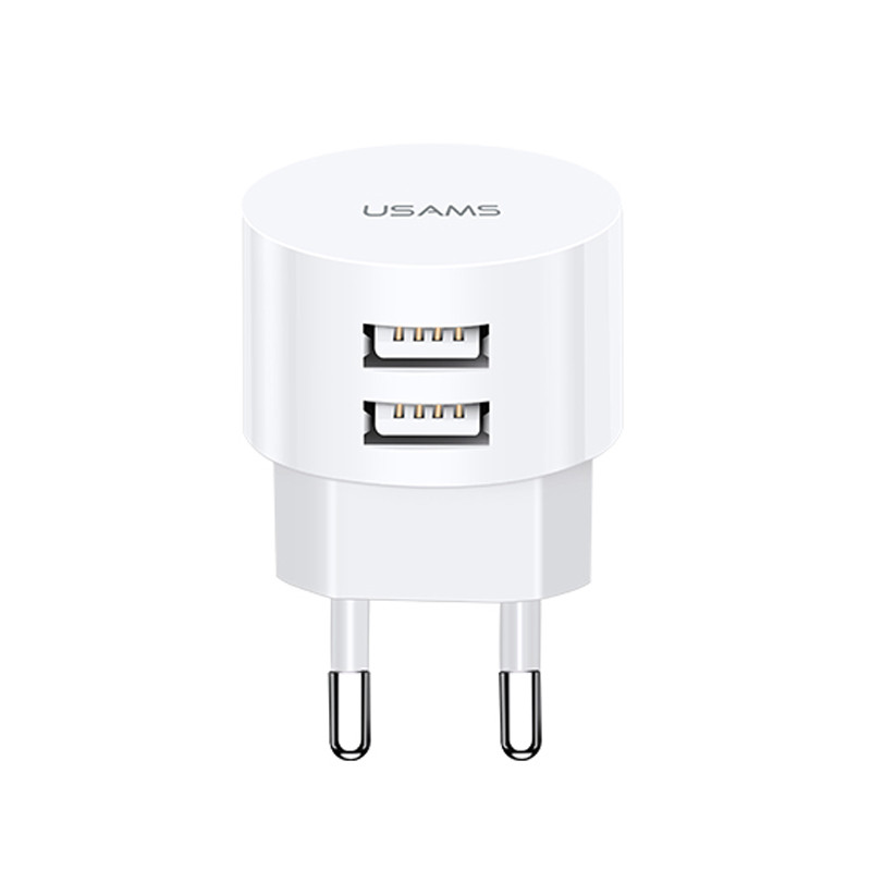

СЗУ USAMS T20 Dual USB Round Travel Charger (EU), Белый