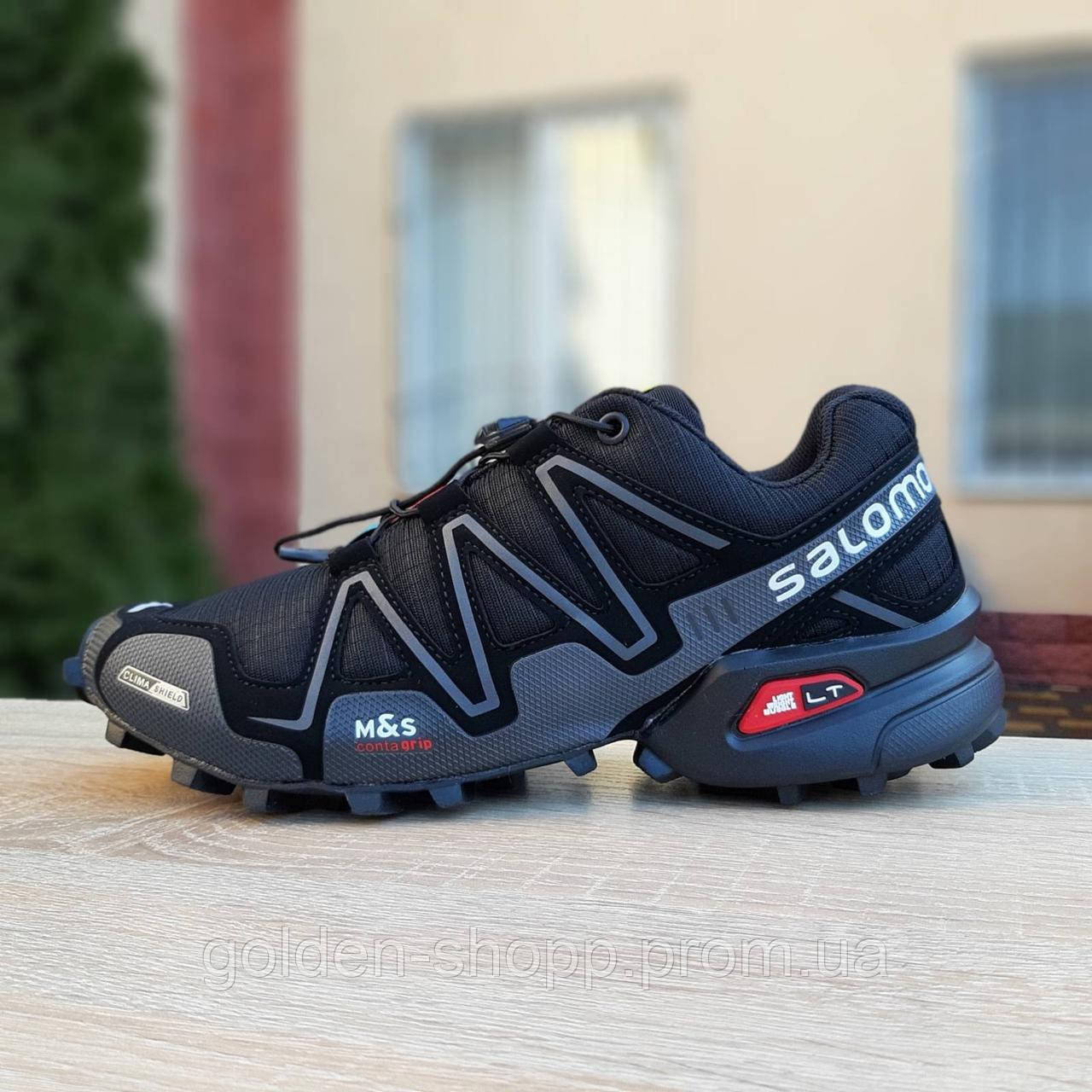 

Мужские Кроссовки Salomon SPEEDCROSS 3 чёрные (белая надпись), Черный