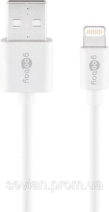 

Кабель пристроїв USB2.0 A-Lightning M/M 3 м Goobay MFi 8pin Silver-Contact Белый(75.04.0909)