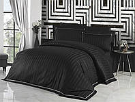 Комплект постельного белья First Choice Novel Line Siyah сатиновый 220-200 см черный, фото 1