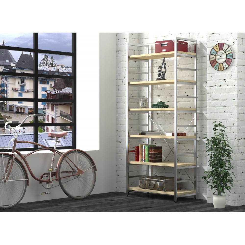 

Стеллаж высокий офисный лофт L-190 NEW Loft Design Хром, Дуб Борас