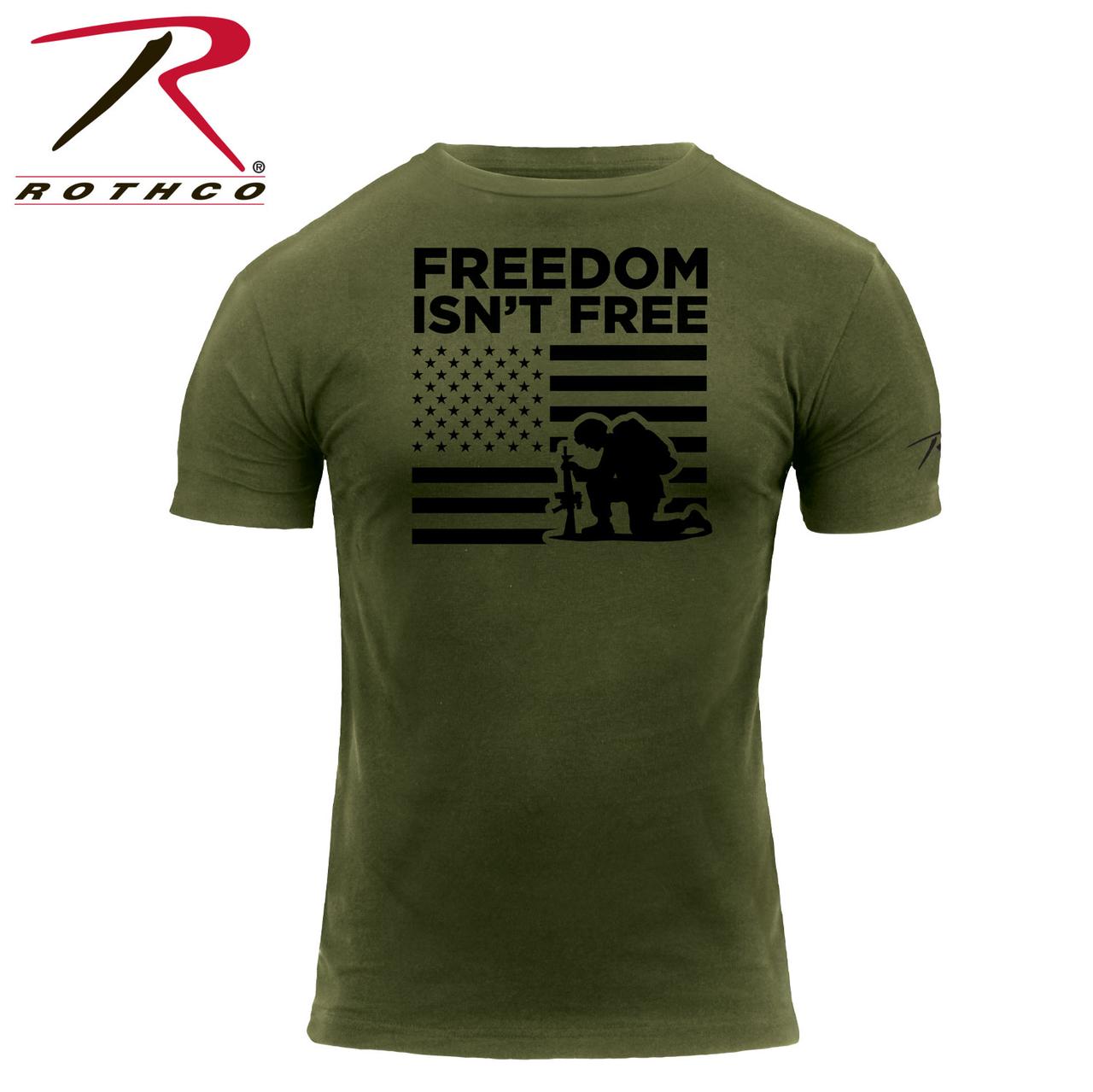 Футболка  мужская патриотическая "Freedom Isn't Free" - Свобода не бесплатна  цвет олива    Rothco США -XL