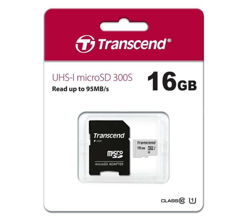 Карта памяти 16 Gb microSD Transcend UHS-I 300S (TS16GUSD300S-A)