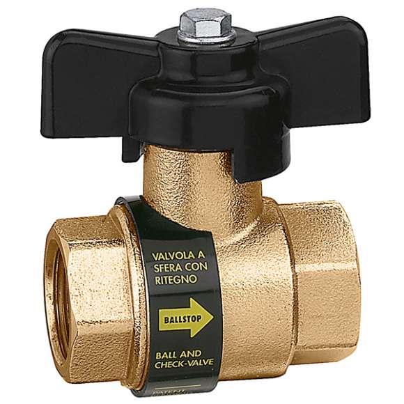 

Кран шаровый BALLSTOP с обратным клапаном Caleffi 1/2" (323040)