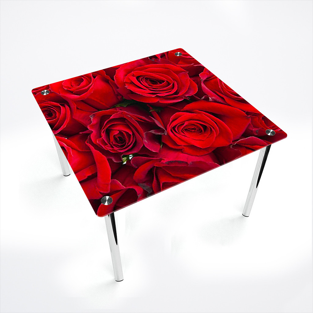 

Стол обеденный на хромированных ножках Квадратный Rose 700х700 *Эко, Фотопечать