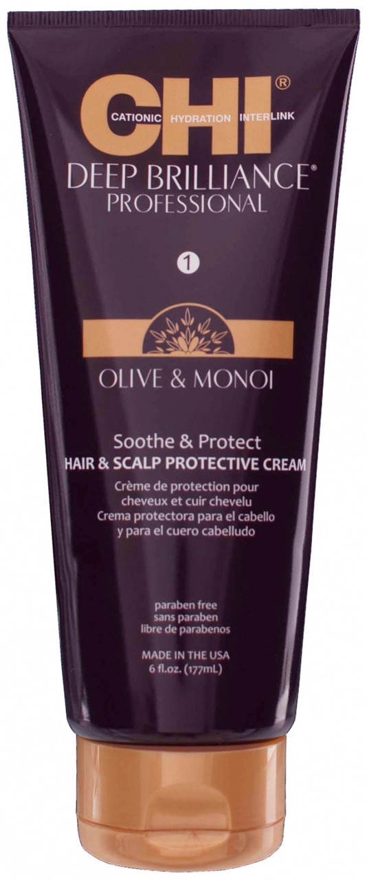 

CHI Deep Brilliance Olive & Monoi Soothe & Protect - Защитный крем для кожи головы и волос, 177 g