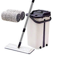 Швабра лентяйка с ведром и автоматическим отжимом - комплект для уборки Триумф Pro Flat Mop Self Wash