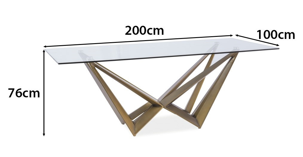 

Прозрачный обеденный стол Signal Aston 200x100см стеклянный с медным подстольем Польша, Коричневый
