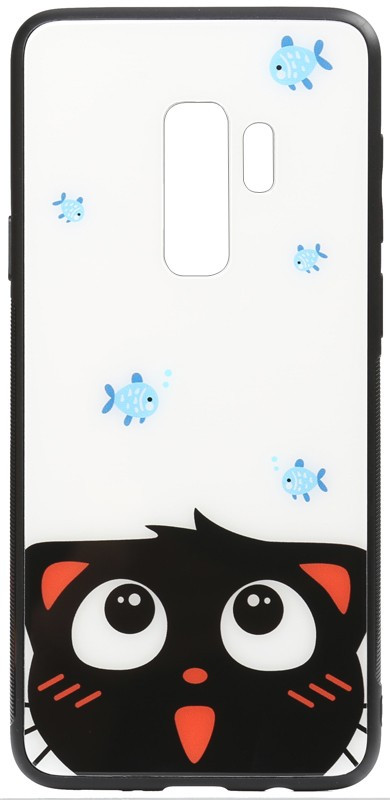 

Чехол-накладка TOTO Cartoon Print Glass Case Samsung Galaxy S9 Plus Cat and fish, Рисунок
