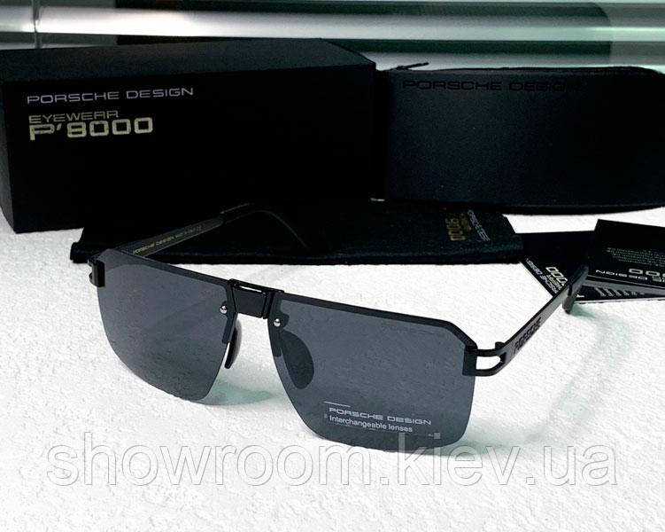 Чоловічі сонцезахисні окуляри в стилі Porsche Design c поляризацією (p-875) black