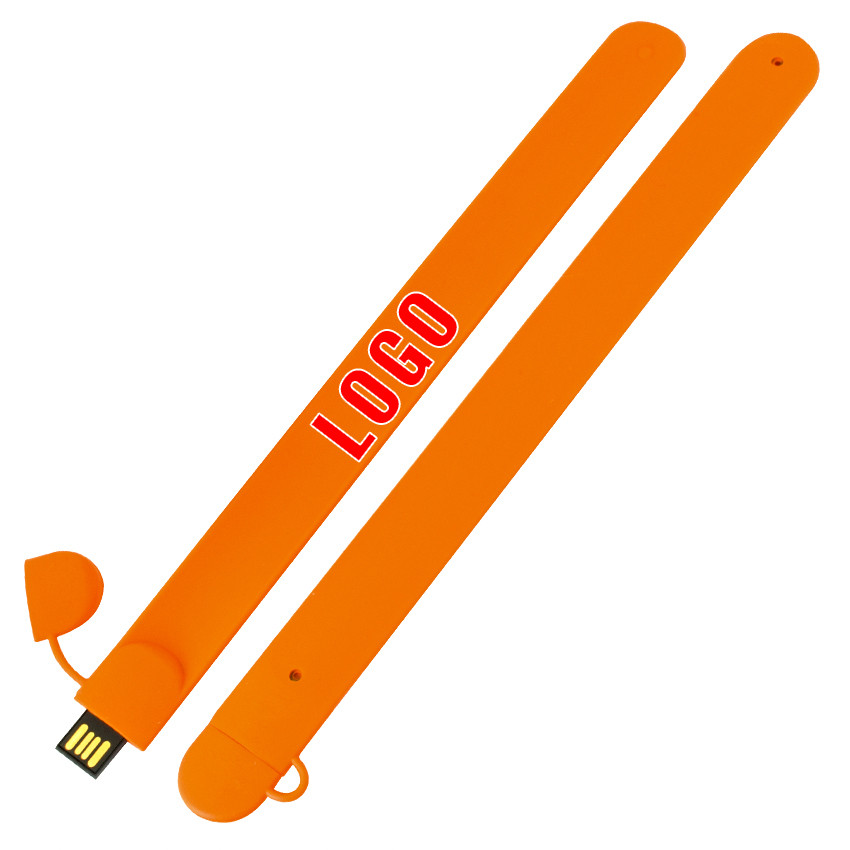 Флешка в виде браслета для шелкотрафарета оранжевая 32 Гб (0993-6-32-Гб)