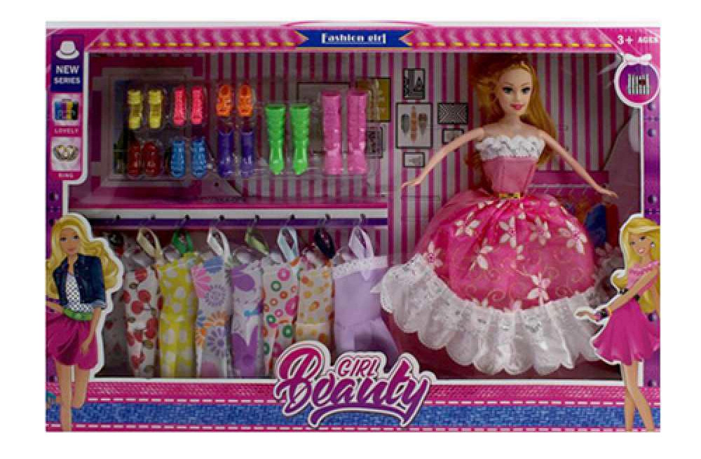 

Игровой набор NEW Girl Beauty кукла с набором одежды 9 платьев, обувь 28см (5088D)