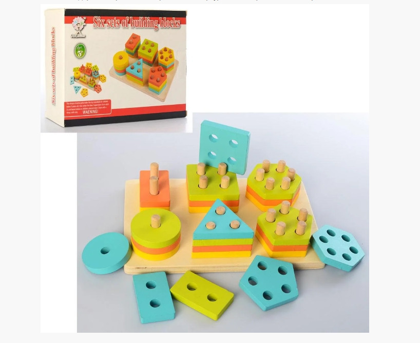 

Деревянная игрушка Геометрика MD 2309 фигуры 36шт, в кор-ке, 23,5-16-6см, Разноцветный