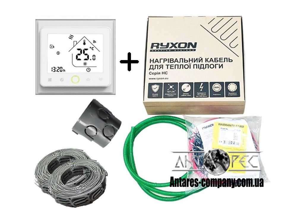 Сверхтонкий двухжильный нагревательный кабель Ryxon HC-20 (2.5 м2) в комплекте с WI-FI thermostat TWE02