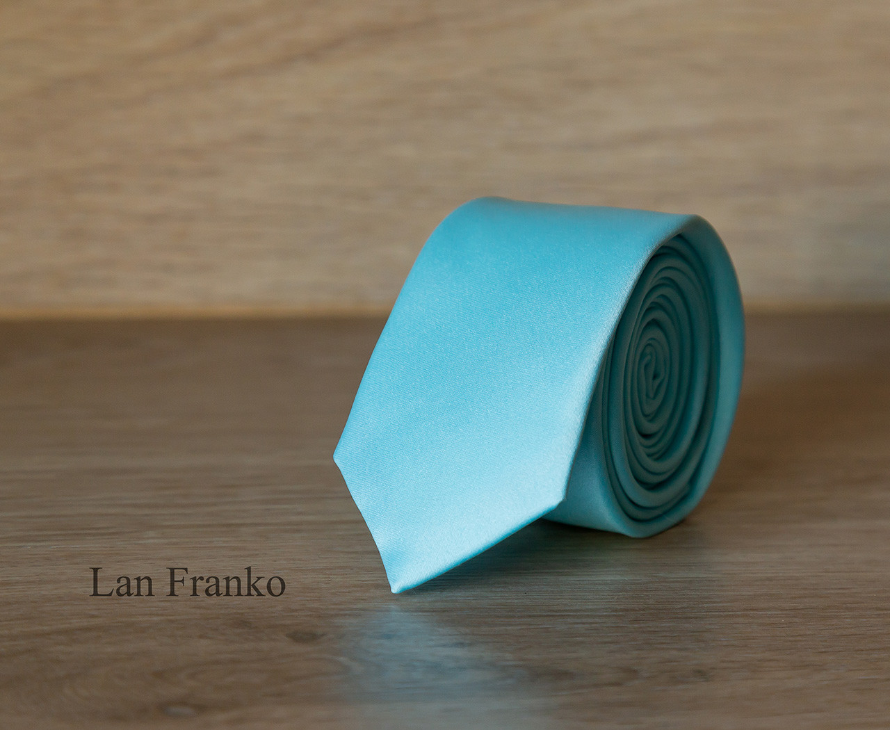 темно-синий галстук мужской однотонный Lan Franko, галстук узкий из сатина