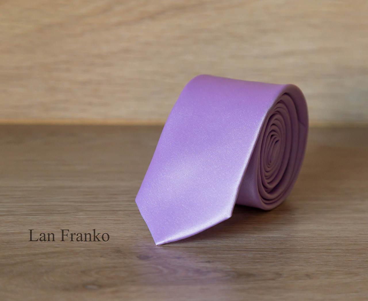 темно-синий галстук мужской однотонный Lan Franko, галстук узкий из сатина