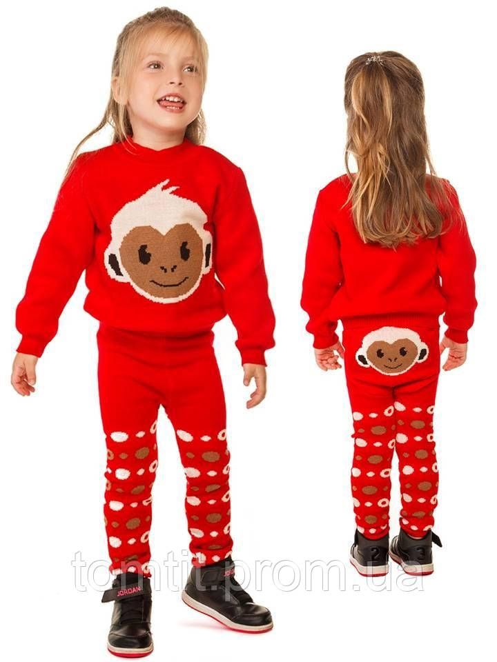 

КОСТЮМ детский шерстяной "Литл Обезьянка" (свитер + гамаши), для мальчика - цвет красный, на рост 92 см