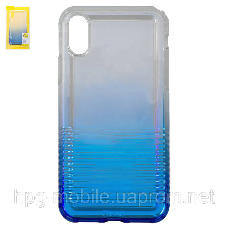 

Чехол для iPhone X, iPhone XS - Baseus, с фактурой, с переливом, силикон Синий