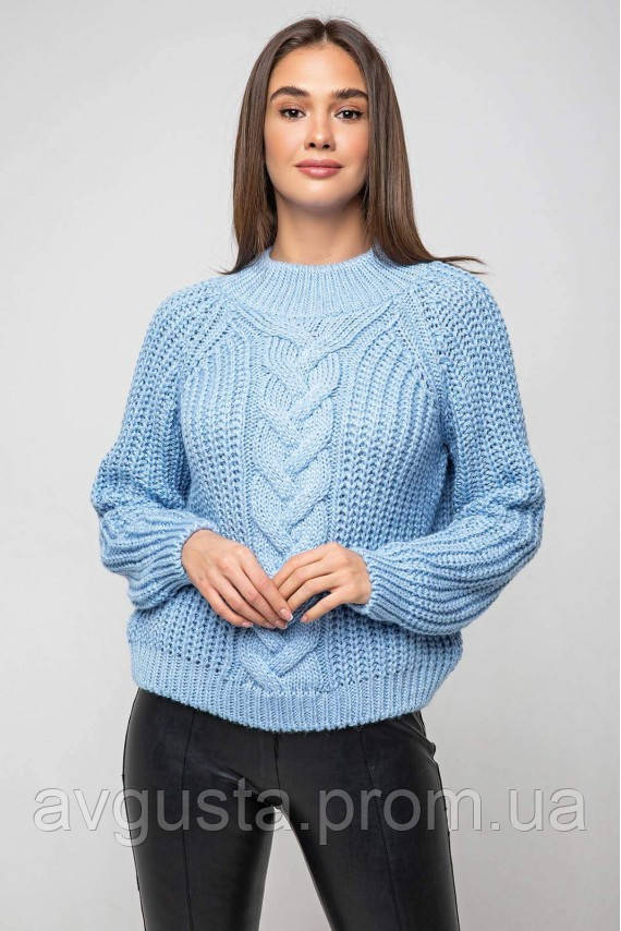 

Вязаный свитер «Злата» с люрексом - голубой